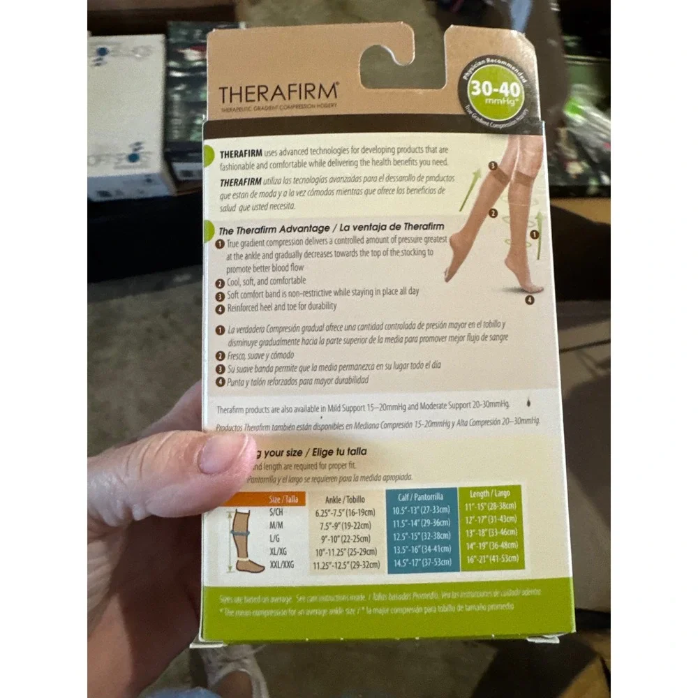 Therafirm 30-40 mmHg Compression Hosiery Knee High Stockings Sand XXL 2 Pairs